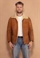 Vintage 70's Men Sheepskin Jacket in Brown