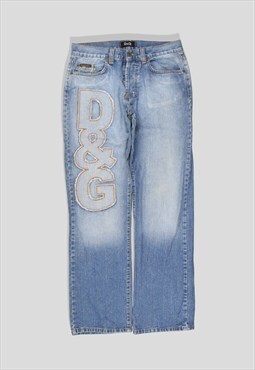 Vintage Dolce & Gabbana Embroidered Denim Jeans in Blue