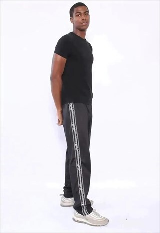 VINTAGE CHAMPION TAPE LOGO TRACK BOTTOMS BLACK