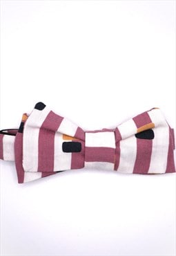 Red Striped Reworked Vintage Fabric Bow Tie