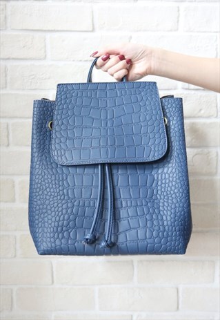 MOCK-CROC MINIMAL BLUE BACKPACK