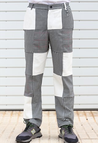 HANDMADE PATCHWORK PANTS IN CORDUROY AND HOUNDSTOOTH (1/1)