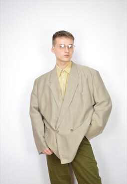 Vintage cream colour classic 80's linen suit blazer