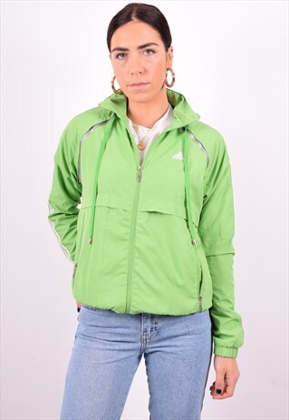 ADIDAS WOMENS VINTAGE TRACKSUIT TOP JACKET LARGE GREEN 90'S