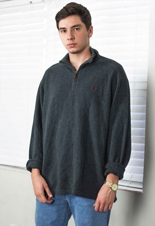VINTAGE POLO RALPH 1/4 ZIP SWEATSHIRT JUMPER LOGO 90S 23.1