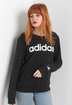 Vintage Adidas Spellout Sweatshirt Black