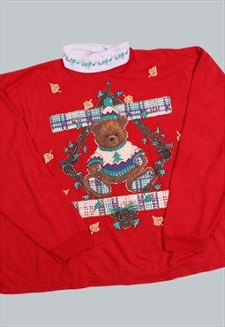 Vintage 90's Sweatshirt Red Christmas Jumper XXXLarge