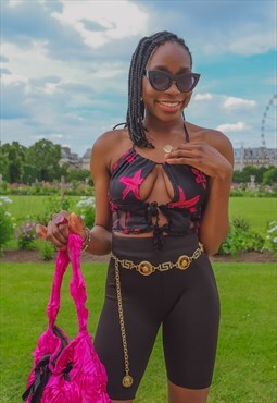 Bustier printed pink and black