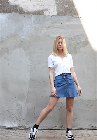 VINTAGE GUESS MINI BLUE DENIM SKIRT