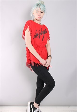 VINTAGE LAS VEGAS CUT UP TOURIST TOP