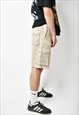 VINTAGE MEN CARGO SHORTS BEIGE HIKING 90S 80S TOURIST SAFARI