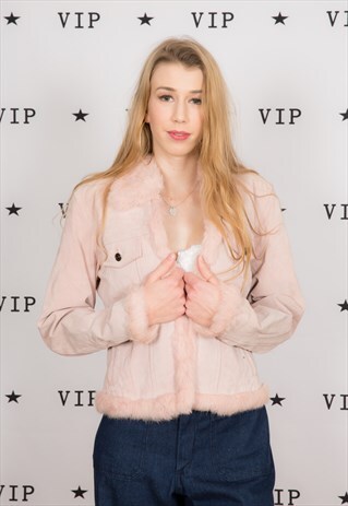 90S PALE PINK SUEDE LEATHER JACKET BY WILSONS LEATHERS