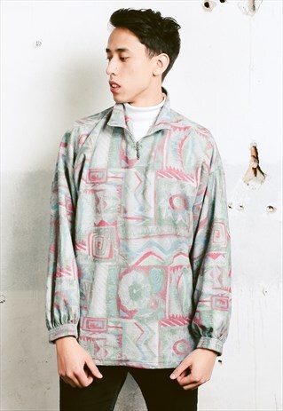 VINTAGE 80S PATTERNED FLEECE SWEATSHIRT