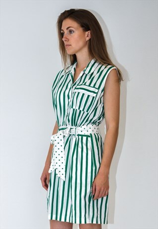green and white playsuit