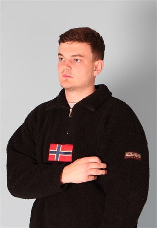NAPAPIJRI BLACK SHERPA 1/4 ZIP FLEECE
