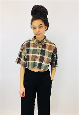 VINTAGE CROPPED BOHO FESTIVAL FLANNEL SHIRT