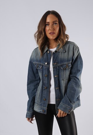 VINTAGE DENIM JACKET LEE OVERSIZED FITTED UK 14 LARGE (C3J)