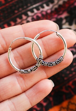 STERLING SILVER 24MM BALI HOOPS
