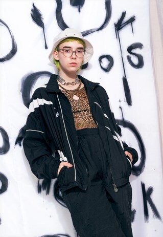 VINTAGE FULL TRACKSUIT 90S BLACK SPORTS JACKET PANTS SET