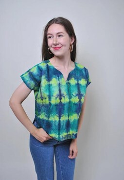 Vintage acid festival blouse, 90s multicolor rave shirt 