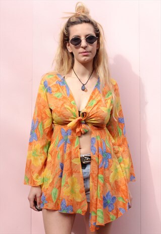 VINTAGE 90'S FLORAL FESTIVAL TIE TOP