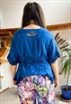 VINTAGE 90'S EMBROIDERED BOHEMIAN BLUE TOP - M
