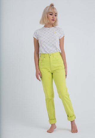 NEON YELLOW HIGH WAISTED MOM JEANS