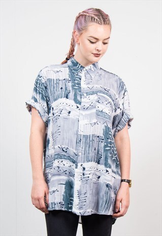 VINTAGE 90'S CRAZY PATTERN SHORT SLEEVE SHIRT