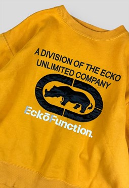 Ecko sweater Embroidered logo Screen print graphics 