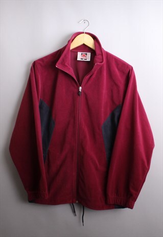 WOMEN'S VINTAGE KAPPA MAROON MULTI VELOUR TRACKSUIT JACKET