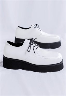 Grunge Derby shoes platform Punk brogues goth shoes white