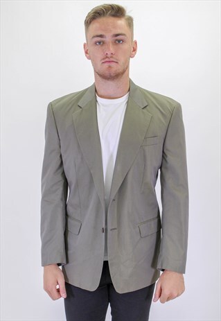 VINTAGE MOSCHINO BLAZER JACKET IN GREEN LARGE