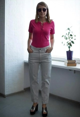 VINTAGE 90'S CREAM HIGH WAISTED STRAIGHT JEANS