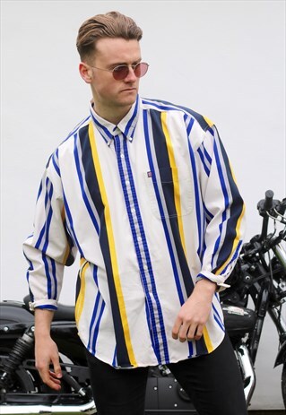 RALPH LAUREN CHAPS USA VINTAGE STRIPED VARSITY SHIRT