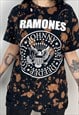 REWORKED RAMONES BLEACHED DISTRESSED BAND SHIRT SIZE MEDIUM