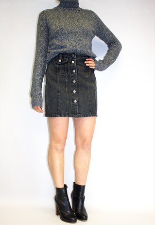 VINTAGE BUTTON UP DENIM MINI SKIRT