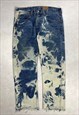 BLUE LEVI'S 505 BLEACHED JEANS FLARED ANKLES (36 X 29)