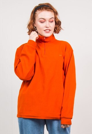 VINTAGE ORANGE QUARTER ZIP FLEECE JUMPER