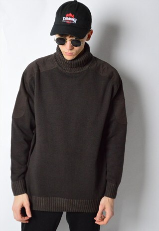 VINTAGE 90S BROWN KNIT TURTLENECK JUMPER