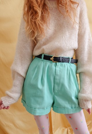 VINTAGE 80S MINT GREEN HIGH-WAISTED SHORTS