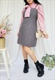 Y2K PURPLE GREY HOUNDTOOTH UNIFORM MINIMALIST MINI DRESS