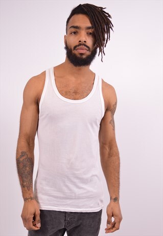 CALVIN KLEIN MENS VINTAGE VEST TOP SMALL WHITE 90S