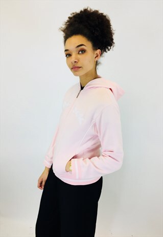 VINTAGE REEBOK SPELLOUT EMBROIDERED PINK HOODIE
