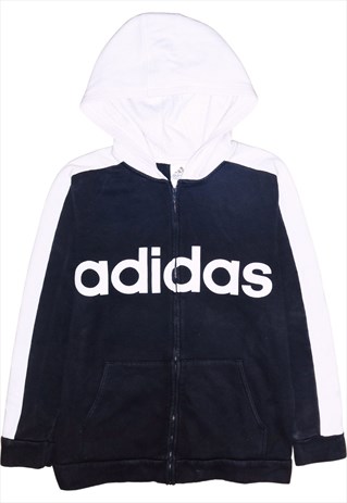 Vintage 90's Adidas Hoodie Spellout Full Zip Up Black Large