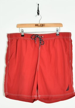Vintage  Nautica Patterned Shorts Red XLarge