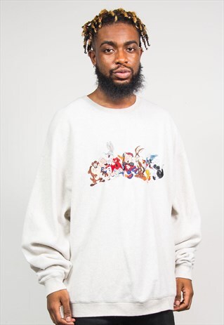 VINTAGE 90'S EMBROIDERED LOONEY TUNES FLEECE SWEATSHIRT