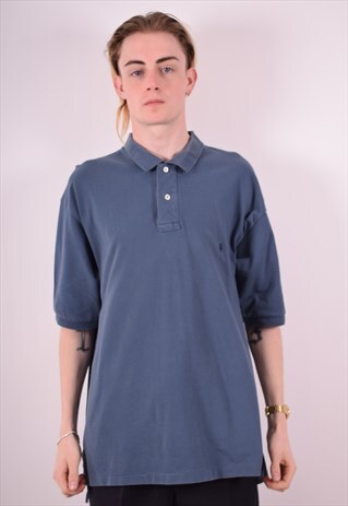 POLO RALPH LAUREN MENS VINTAGE POLO SHIRT XXL BLUE 90S