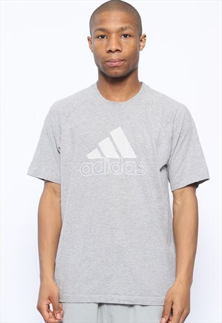 VINTAGE ADIDASN BIG LOGO T-SHIRT GREY