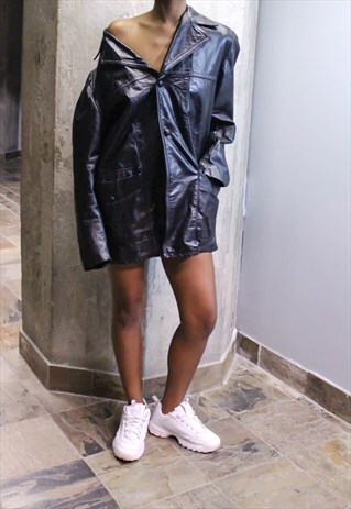 VINTAGE BLACK OVERSIZED SEARS & ROEBUCK LEATHER JACKET 60S