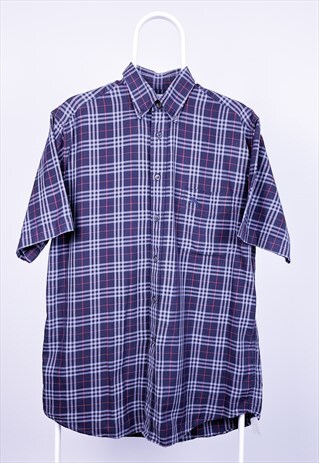VINTAGE BURBERRY SHIRT NOVA CHECK BLUE MEDIUM